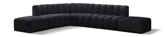 Meridian Furniture - Arc Black Velvet Modular Sofa - 7Pc - 103Black-S7A veiw 1