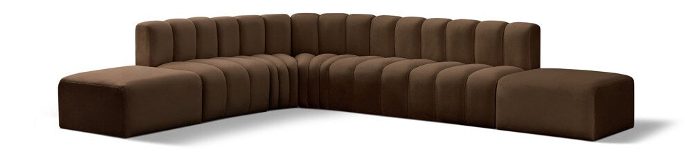 Meridian Furniture - Arc Brown Velvet Modular Sofa - 7Pc - 103Brown-S7A veiw 1