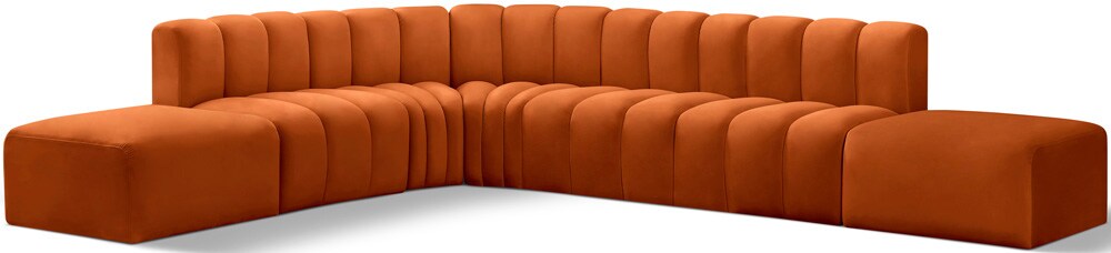 Meridian Furniture - Arc Cognac Velvet Modular Sofa - 7Pc - 103Cognac-S7A veiw 1