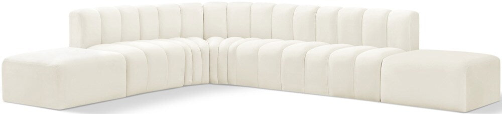 Meridian Furniture - Arc Cream Velvet Modular Sofa - 7Pc - 103Cream-S7A veiw 1