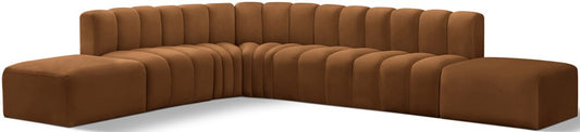 Meridian Furniture - Arc Saddle Velvet Modular Sofa - 7Pc - 103Saddle-S7A veiw 1