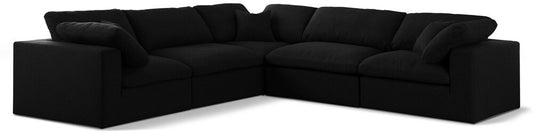 Meridian Furniture - Serene Black Linen Textured Fabric Deluxe Comfort Modular Sectional - 5Pc - 601Black-Sec5C veiw 1
