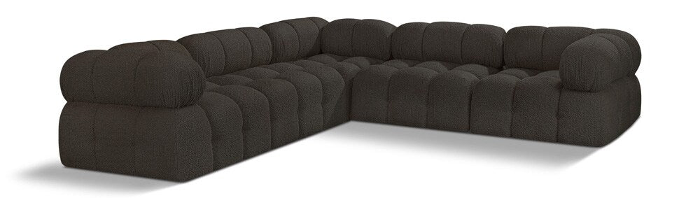 Meridian Furniture - Ames Brown Boucle Fabric Modular Sectional - 5Pc - 611Brown-Sec5D veiw 1