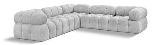 Meridian Furniture - Ames Grey Boucle Fabric Modular Sectional - 5Pc - 611Grey-Sec5D veiw 1