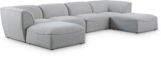 Meridian Furniture - Miramar Grey Durable Linen Textured Modular Sectional - 6Pc - 683Grey-Sec6A veiw 1