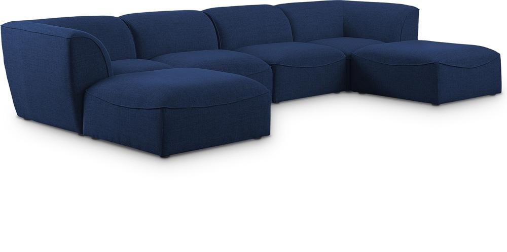 Meridian Furniture - Miramar Navy Durable Linen Textured Modular Sectional - 6Pc - 683Navy-Sec6A veiw 1