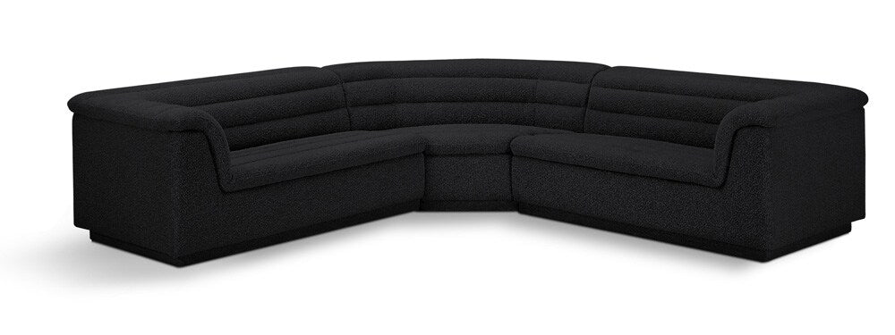 Meridian Furniture - Cascade Black Boucle Fabric Modular Sectional - 3Pc - 193Black-Sectional veiw 1