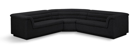 Meridian Furniture - Cascade Black Boucle Fabric Modular Sectional - 3Pc - 193Black-Sectional veiw 1