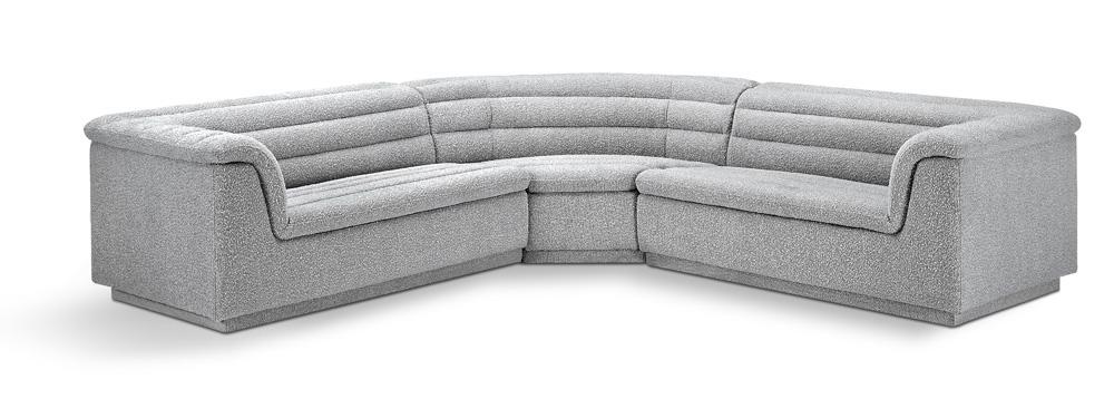 Meridian Furniture - Cascade Grey Boucle Fabric Modular Sectional - 3Pc - 193Grey-Sectional veiw 1