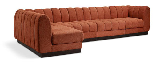 Meridian Furniture - Quinn Cognac Chenille Fabric Modular Sectional - 5Pc - 124Cognac-Sec5A veiw 1