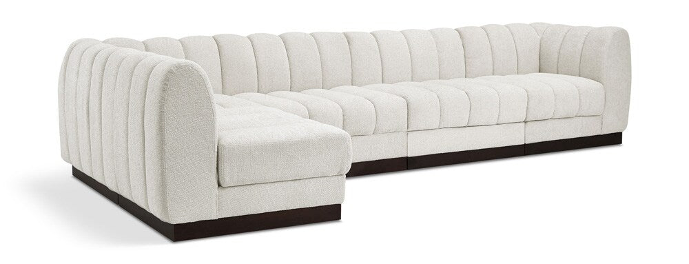 Meridian Furniture - Quinn Cream Chenille Fabric Modular Sectional - 5Pc - 124Cream-Sec5A veiw 1