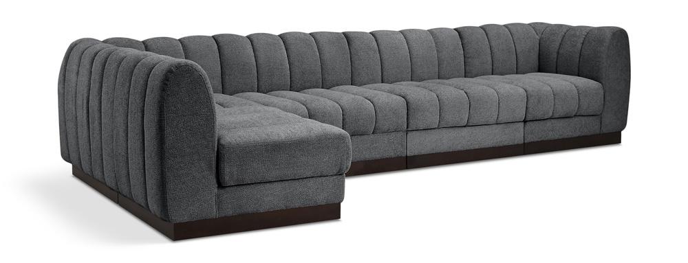 Meridian Furniture - Quinn Grey Chenille Fabric Modular Sectional - 5Pc - 124Grey-Sec5A veiw 1