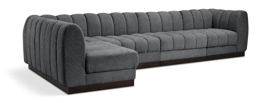 Meridian Furniture - Quinn Grey Chenille Fabric Modular Sectional - 5Pc - 124Grey-Sec5A veiw 1