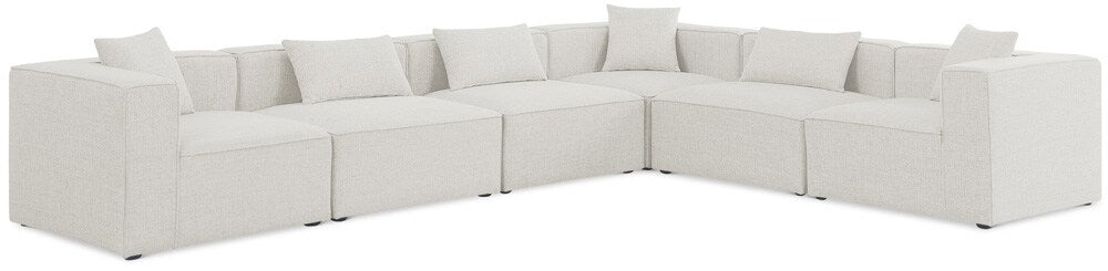 Meridian Furniture - Cube Cream Durable Linen Textured Modular Sectional - 6Pc - 630Cream-Sec6A veiw 1