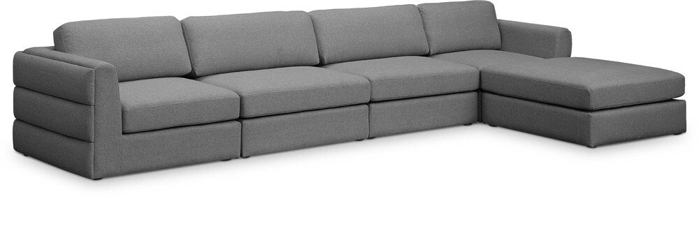 Meridian Furniture - Beckham Grey Durable Linen Textured Fabric Modular Sectional - 5Pc - 681Grey-Sec5A veiw 1