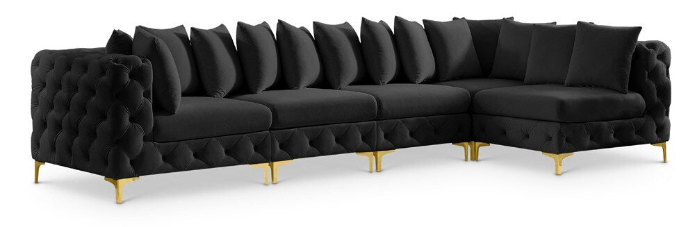 Meridian Furniture - Tremblay Black Velvet Modular Sectional - 5Pc - 686Black-Sec5A veiw 1