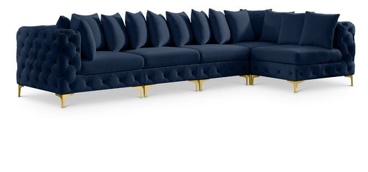 Meridian Furniture - Tremblay Navy Velvet Modular Sectional - 5Pc - 686Navy-Sec5A veiw 1