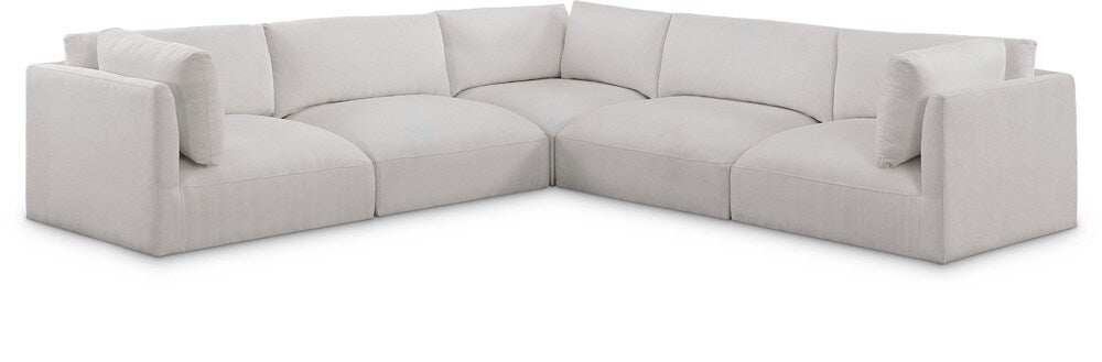 Meridian Furniture - Ease Cream Polyester Fabric Modular Sectional - 5Pc - 696Cream-Sec5D veiw 1