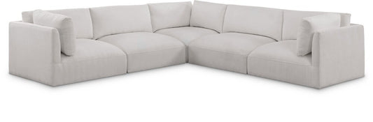 Meridian Furniture - Ease Cream Polyester Fabric Modular Sectional - 5Pc - 696Cream-Sec5D veiw 1