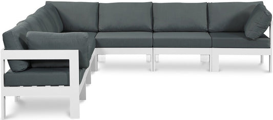 Meridian Furniture - Nizuc Grey Water Resistant Fabric Outdoor Patio Modular Sectional - 7Pc - 375Grey-Sec7B veiw 1