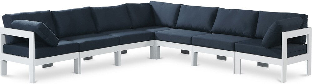 Meridian Furniture - Nizuc Navy Water Resistant Fabric Outdoor Patio Modular Sectional - 7Pc - 375Navy-Sec7B veiw 1