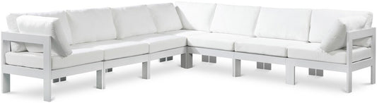Meridian Furniture - Nizuc White Water Resistant Fabric Outdoor Patio Modular Sectional - 7Pc - 375White-Sec7B veiw 1