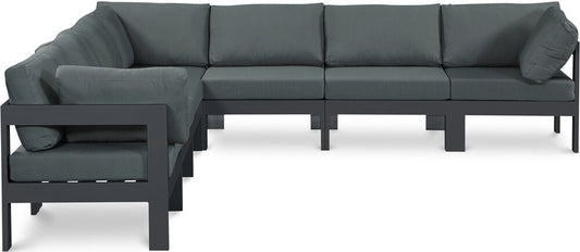 Meridian Furniture - Nizuc Grey Water Resistant Fabric Outdoor Patio Modular Sectional - 7Pc - 376Grey-Sec7B veiw 1