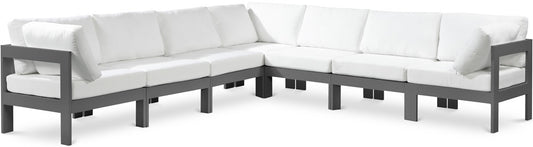 Meridian Furniture - Nizuc White Water Resistant Fabric Outdoor Patio Modular Sectional - 7Pc - 376White-Sec7B