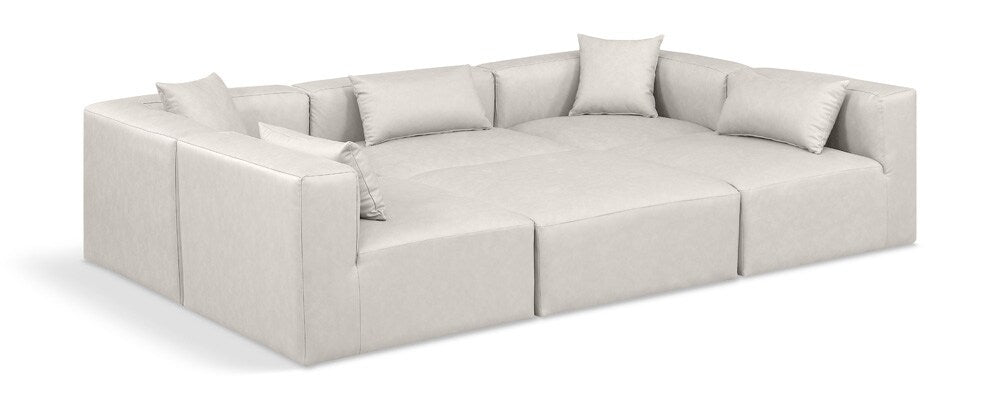 Meridian Furniture - Cube Cream Vegan Leather Modular Sectional - 6Pc - 668Cream-Sec6C veiw 1