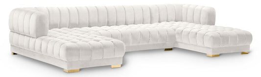 Meridian Furniture - Gwen Cream Velvet 3pc. Sectional - 653Cream-Sectional veiw 1