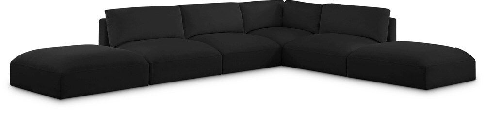 Meridian Furniture - Ease Black Polyester Fabric Modular Sectional - 6Pc - 696Black-Sec6E veiw 1