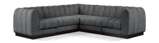 Meridian Furniture - Quinn Grey Chenille Fabric Modular Sectional - 5Pc - 124Grey-Sec5C veiw 1