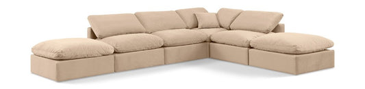 Meridian Furniture - Indulge Beige Velvet Modular Sectional - 6Pc - 147Beige-Sec6E veiw 1