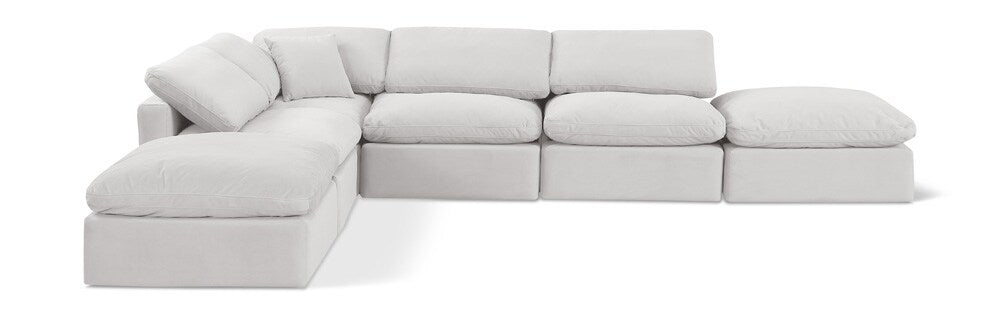 Meridian Furniture - Indulge Cream Velvet Modular Sectional - 6Pc - 147Cream-Sec6E veiw 1