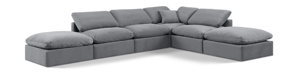 Meridian Furniture - Indulge Grey Velvet Modular Sectional - 6Pc - 147Grey-Sec6E veiw 1