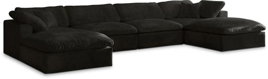 Meridian Furniture - Cozy Black Velvet Comfort Modular Sectional - 6Pc - 634Black-Sec6B veiw 1