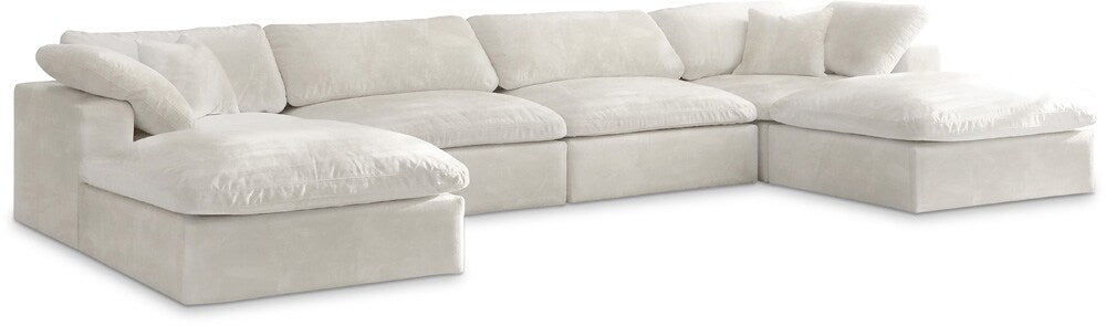 Meridian Furniture - Cozy Cream Velvet Comfort Modular Sectional - 6Pc - 634Cream-Sec6B veiw 1