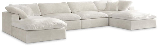 Meridian Furniture - Cozy Cream Velvet Comfort Modular Sectional - 6Pc - 634Cream-Sec6B veiw 1