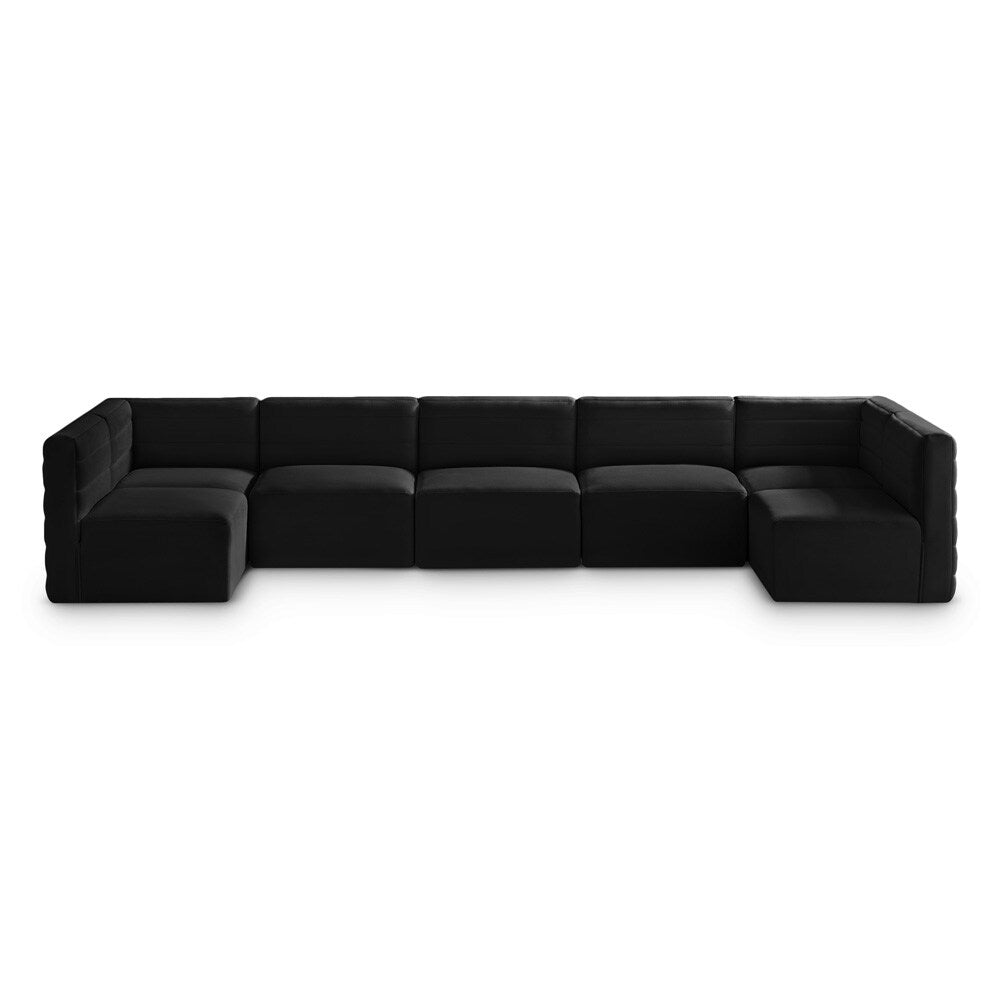 Meridian Furniture - Quincy Black Velvet Modular Sectional - 7Pc - 677Black-Sec7B veiw 1