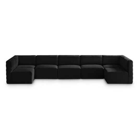 Meridian Furniture - Quincy Black Velvet Modular Sectional - 7Pc - 677Black-Sec7B veiw 1