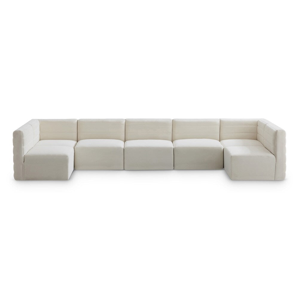 Meridian Furniture - Quincy Cream Velvet Modular Sectional - 7Pc - 677Cream-Sec7B veiw 1