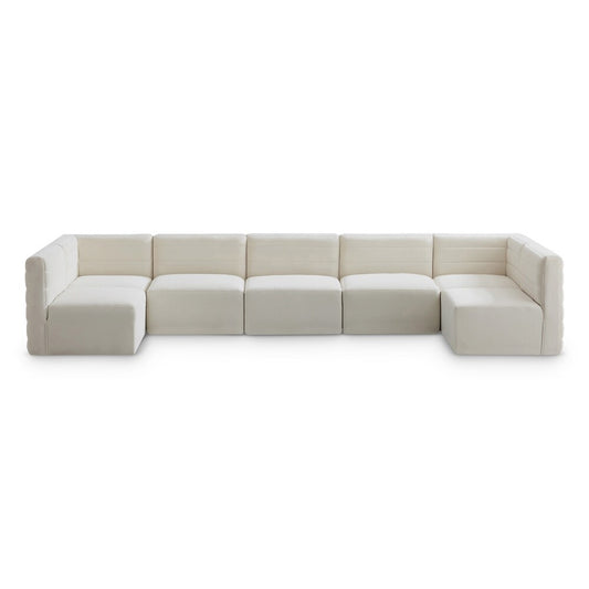 Meridian Furniture - Quincy Cream Velvet Modular Sectional - 7Pc - 677Cream-Sec7B veiw 1