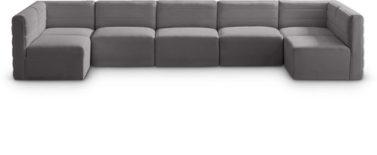 Meridian Furniture - Quincy Grey Velvet Modular Sectional - 7Pc - 677Grey-Sec7B veiw 1