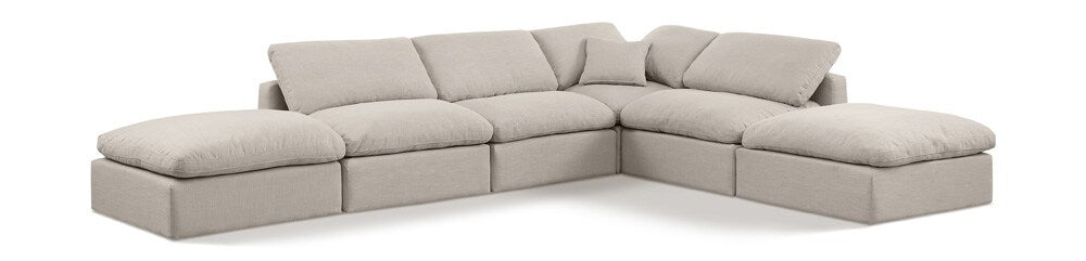 Meridian Furniture - Indulge Beige Linen Textured Fabric Modular Sectional - 6Pc - 141Beige-Sec6E veiw 1