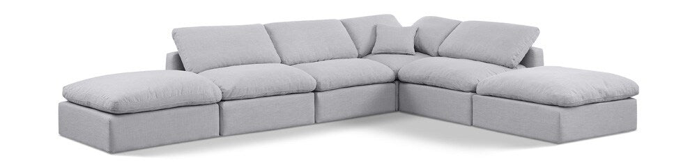 Meridian Furniture - Indulge Grey Linen Textured Fabric Modular Sectional - 6Pc - 141Grey-Sec6E veiw 1