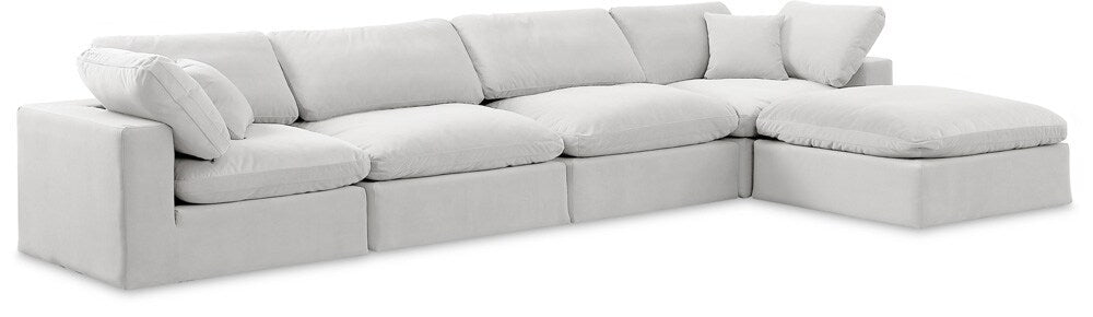 Meridian Furniture - Comfy Cream Velvet Modular Sectional - 5Pc - 189Cream-Sec5A veiw 1