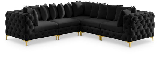 Meridian Furniture - Tremblay Black Velvet Modular Sectional - 5Pc - 686Black-Sec5C veiw 1
