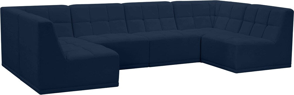 Meridian Furniture - Relax Navy Velvet Modular Sectional - 6Pc - 650Navy-Sec6B veiw 1