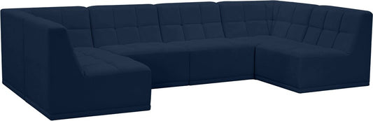 Meridian Furniture - Relax Navy Velvet Modular Sectional - 6Pc - 650Navy-Sec6B veiw 1
