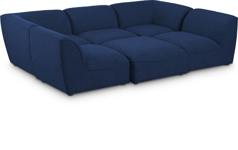 Meridian Furniture - Miramar Navy Durable Linen Textured Modular Sectional - 6Pc - 683Navy-Sec6C veiw 1